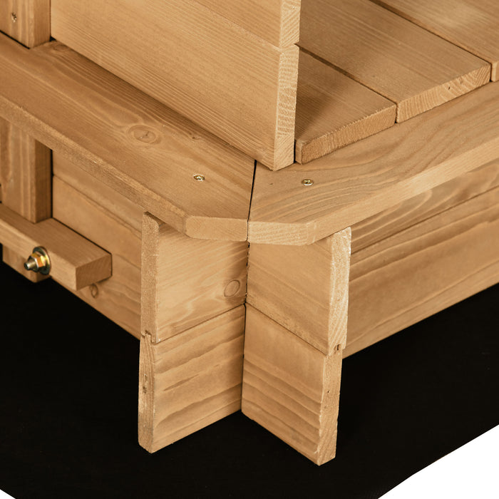 Wooden Sandpit with Canopy - Outdoor Play Sandbox with Adjustable Sunshade, Light Brown - Ideal for Kids' Creative Play and Backyard Fun