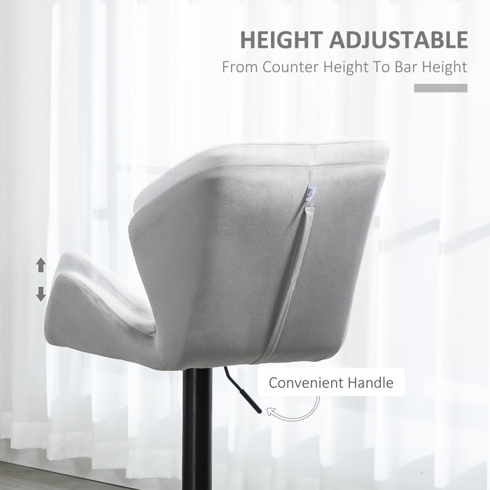 Velvet Touch Swivel Barstools with Backs - Set of 2, Adjustable Height, Metal Frame, Footrest, and Moulded Triangle Seat - Comfortable Seating for Kitchen, Bar, Entertainment Area