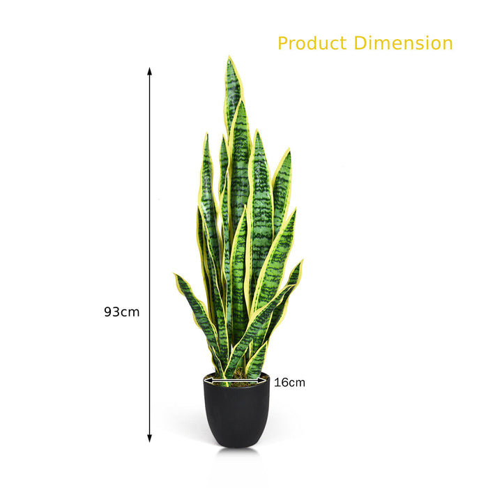 Artificial Snake Plant - 93cm Tall, Includes Pot - Ideal Decor for Indoor Living Spaces