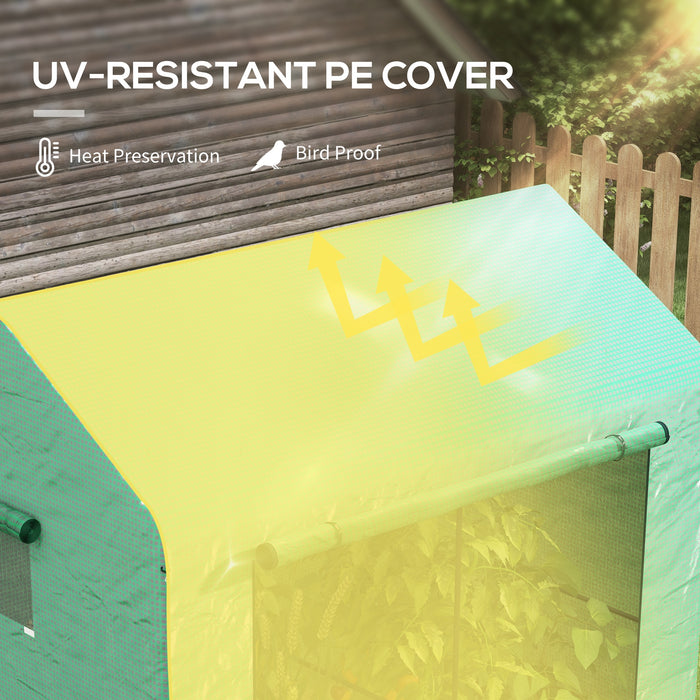 Walk-in Garden Greenhouse with Roll-up Door - Sturdy Grow House with Ventilating Mesh Windows, 200x140x200 cm - Ideal for Planting and Protecting Flora