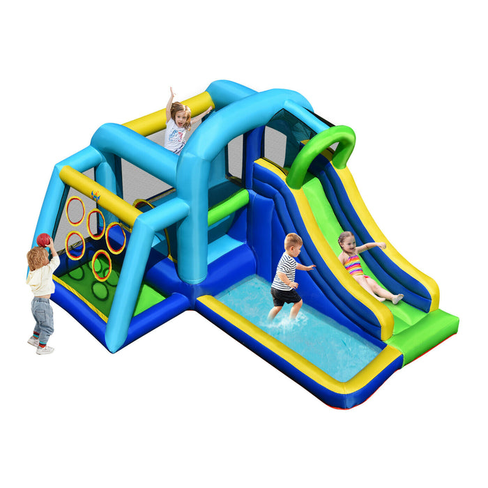 Inflatable Fun - Water Bouncy House with Slide and Ball Pit - Ideal for Kids Outdoor Entertainment