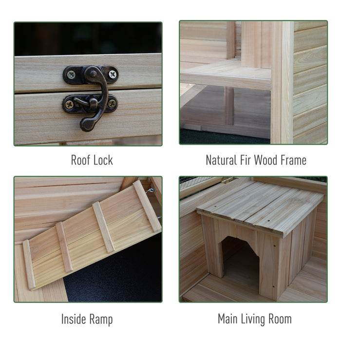 Solid Wood Hutches for Guinea Pigs - Indoor Pet House with Water-Resistant Finish and Ramp - Ideal for Small Animals' Comfort and Safety