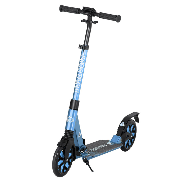 Foldable Kick Scooter with One-Click Mechanism - Adjustable Handlebar, Kickstand, Dual Shock Absorption, Large 200mm Wheels, ABEC-9 Bearings - Smooth Ride for Commuters and Urban Travelers