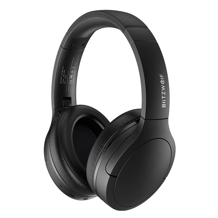 BlitzWolf BW-HP6 - Wireless ANC Bluetooth Headset with 40mm Large Drivers and AAC Audio - Ideal for Noise Cancelling, 70h Playtime, Portable with Mic