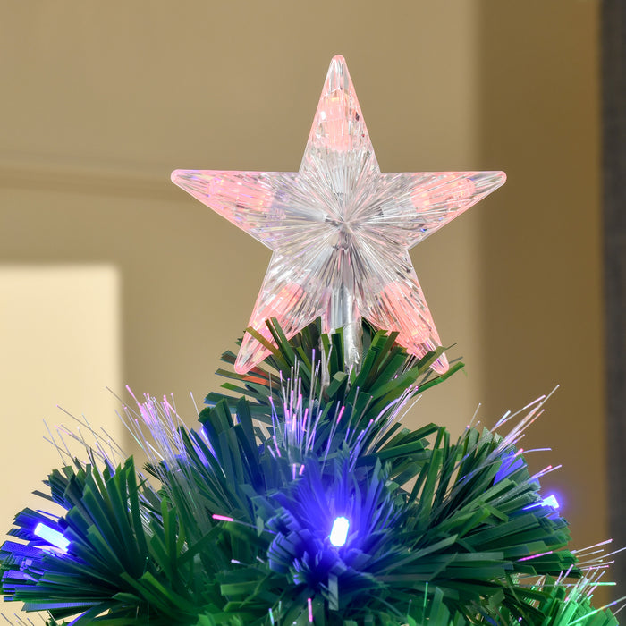 6ft Pre-Lit Fiber Optic Holiday Tree with Star Topper - LED Illuminated Christmas Tree, 220 Branches, Solid Metal Stand - Festive Decor for Home and Office