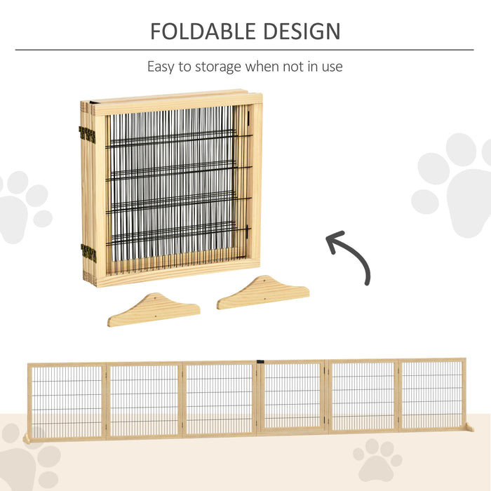 Freestanding Wooden Dog Gate - Adjustable Pet Safety Barrier with Sturdy Support Feet - Ideal for Indoor Use to Keep Pets Safe and Contained