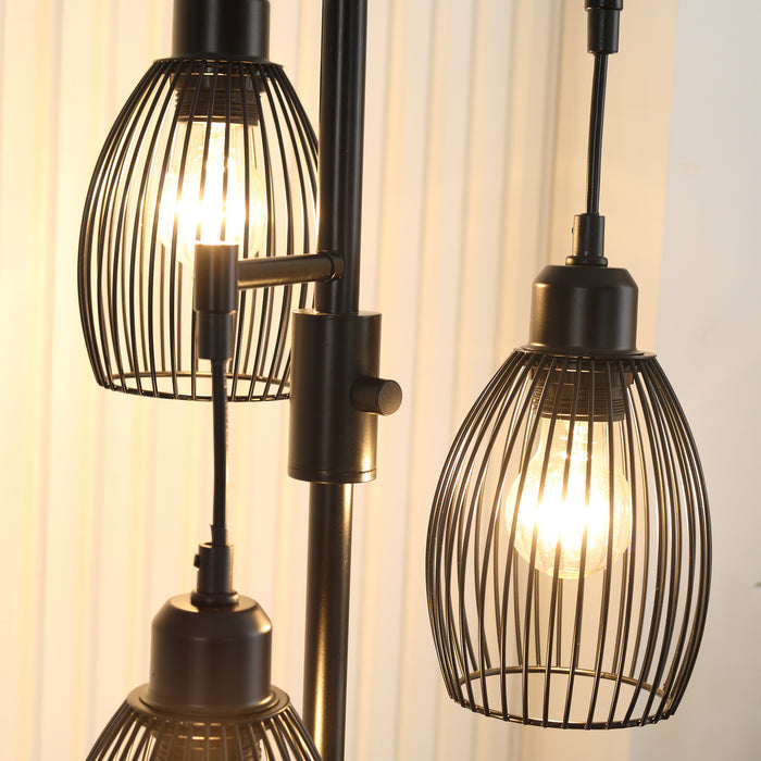 Industrial Metal Floor Lamp with 3 Dimmable Lights - Adjustable Metal Shades, Perfect for Living Room, Bedroom, Dining, Study - Stylish Lighting for Any Room