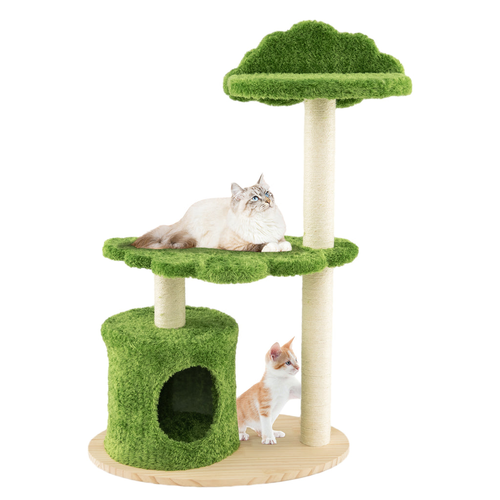 Cute Cat Tree - 97cm Structure with Fully Wrapped Sisal Scratching Posts - Ideal for Cat Exercise and Claw Health