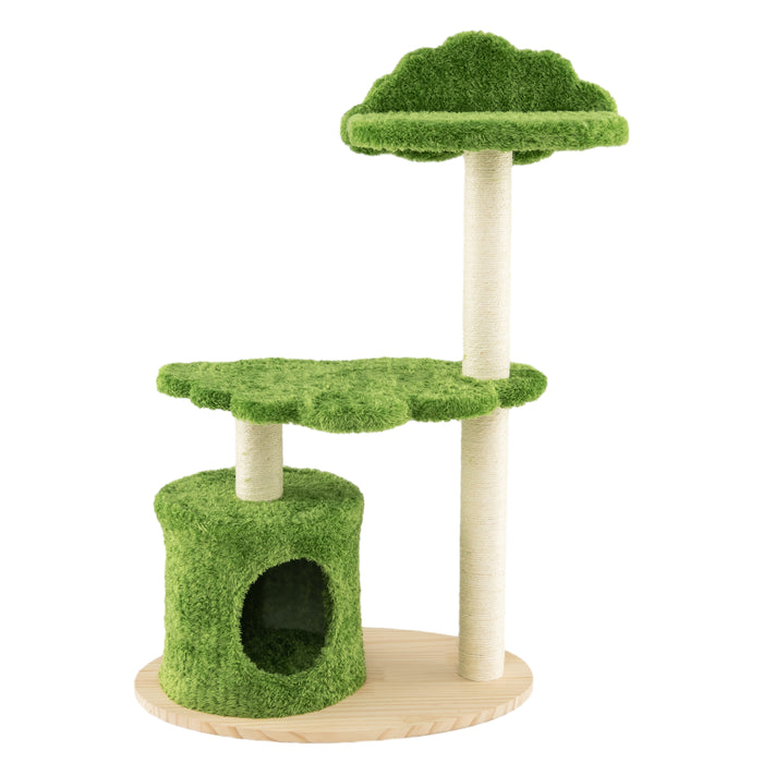 Cute Cat Tree - 97cm Structure with Fully Wrapped Sisal Scratching Posts - Ideal for Cat Exercise and Claw Health