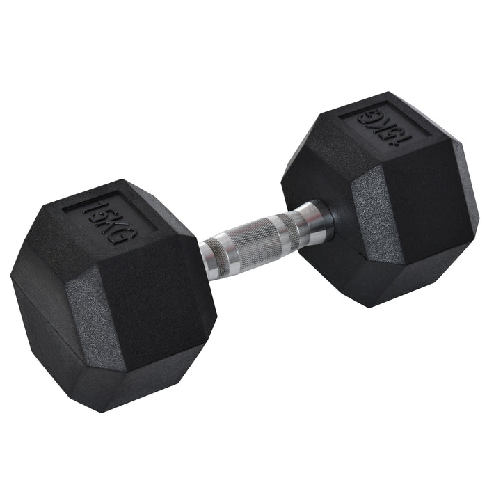 15KG Rubber Hex Dumbbell - Portable Hand Weight for Home Gym Workouts - Ideal for Fitness Enthusiasts and Strength Training