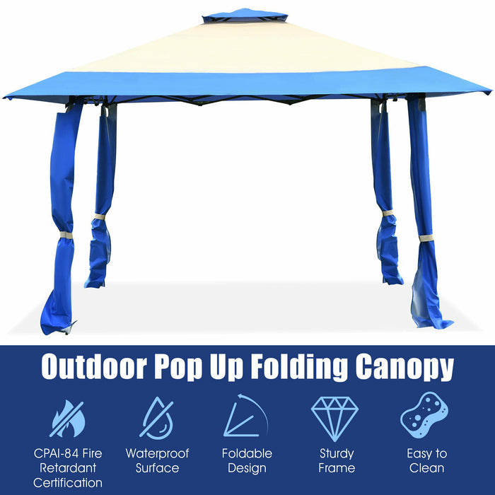 Adjustable Height Gazebo - Large Patio Shelter Canopy in Blue - Ideal for Outdoor Space Enhancement