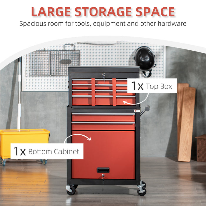 Workshop Trolley Tool Cabinet on Wheels - 6-Drawer Unit with Smooth Ball Bearing Slides, Lockable Roll Cab - Portable Storage Solution for Mechanics and DIY Enthusiasts