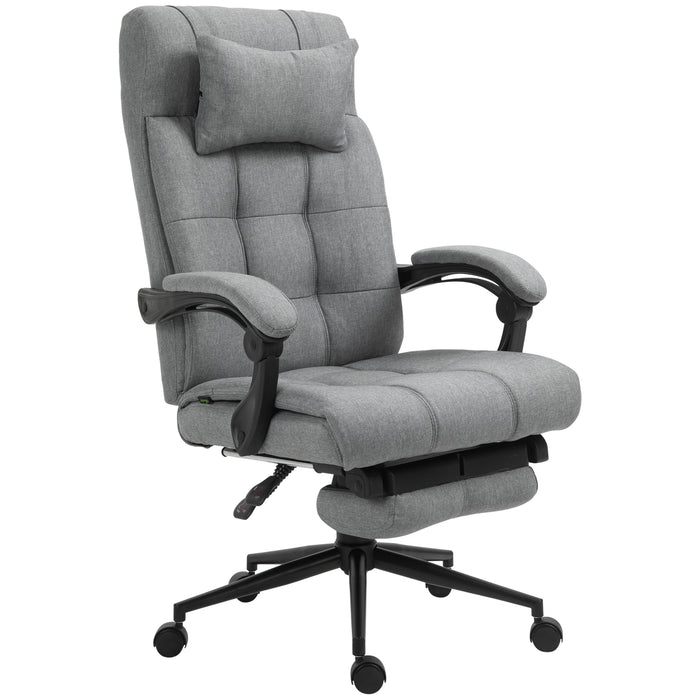 Ergonomic Office Chair with Footrest - Adjustable Armrests, Lumbar Support & Headrest in Light Grey - Ideal for Extended Desk Work & Improved Posture