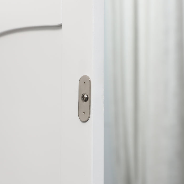 Freestanding Linen Tower Cabinet - 3-Tier Shelf, Cupboard, Drawer & Door Slim Storage Organizer - Ideal for Bathroom & Small Spaces