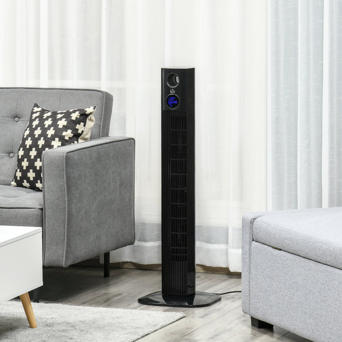 38-inch Electric Oscillating Fan with Aroma Feature - 12-Hour Timer, LED Touch Panel, Includes Remote Control - Ideal for Freshening Rooms & Comfort Cooling