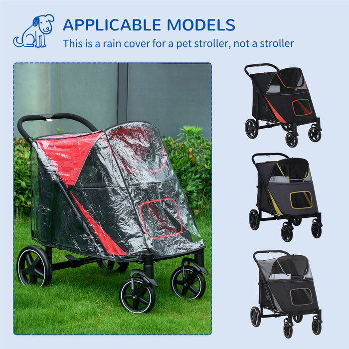 Dog Pram Stroller Rain Cover - Weatherproof Protection for Pet Carriages - Ideal for Large to Medium Dogs with Convenient Rear Entry