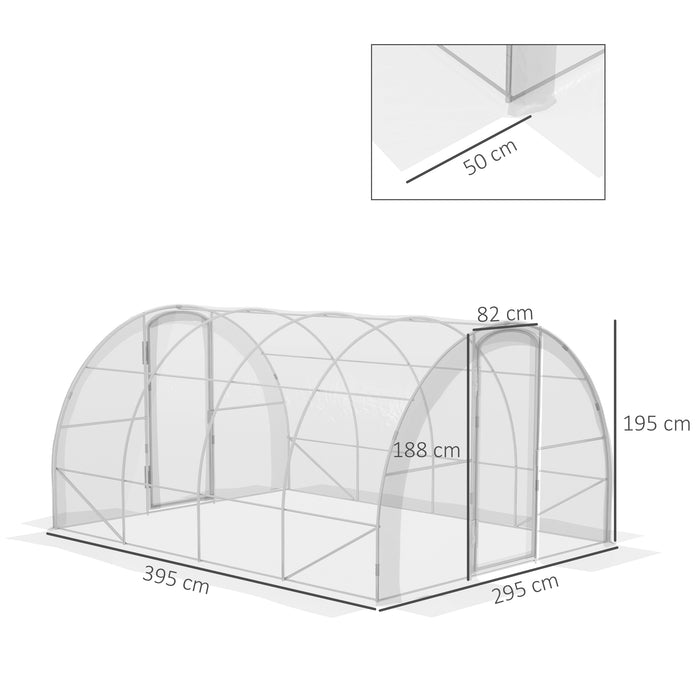 Walk-In Polytunnel Greenhouse - Sturdy Galvanized Steel Frame and PE Cover, 4x3x2m - Ideal for Plant Protection and Year-Round Gardening