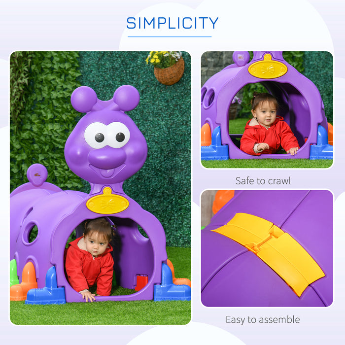 Kids Caterpillar Climbing Play Tunnel - Durable Indoor & Outdoor Crawling Equipment for Ages 3-6 - Fun Garden Playground Accessory in Vibrant Purple