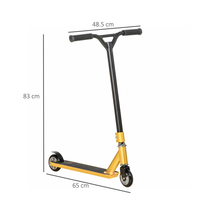 Stunt Scooter Model X500 - 360° Entry Level Trick Scooter with Lightweight Aluminum Deck, ABEC 7 Bearings - Ideal for Age 14+ Beginners, Stylish Gold Tone