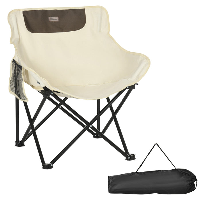 Lightweight Folding Camping Chair with Storage Pocket - Durable Carry Bag Included for Festivals, Beach, Fishing, and Hiking - Easy Transport White Outdoor Seating Solution