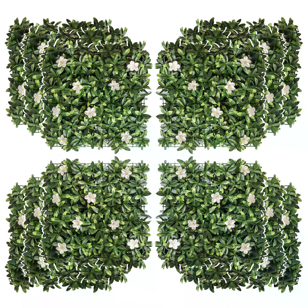 12PCS Rhododendron Artificial Boxwood Mats - 20x20 Inch Faux Hedge Privacy Screen Wall Panels for Decor - Perfect for Garden Backyard Balcony Decoration