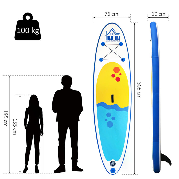 Inflatable Stand Up Paddle Board with Aluminum Paddle - Non-Slip Deck, Complete ISUP Accessory Kit, and Carry Bag - Ideal for Water Sports Enthusiasts, 305 x 76 x 10 cm, Blue