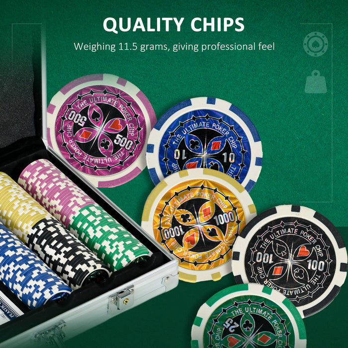 Poker Enthusiast's Complete Kit - 300 Piece Poker Chips Set with Playing Mat, Dual Card Decks, and 5 Dice - Ideal for Casino Nights and Family Game Evenings