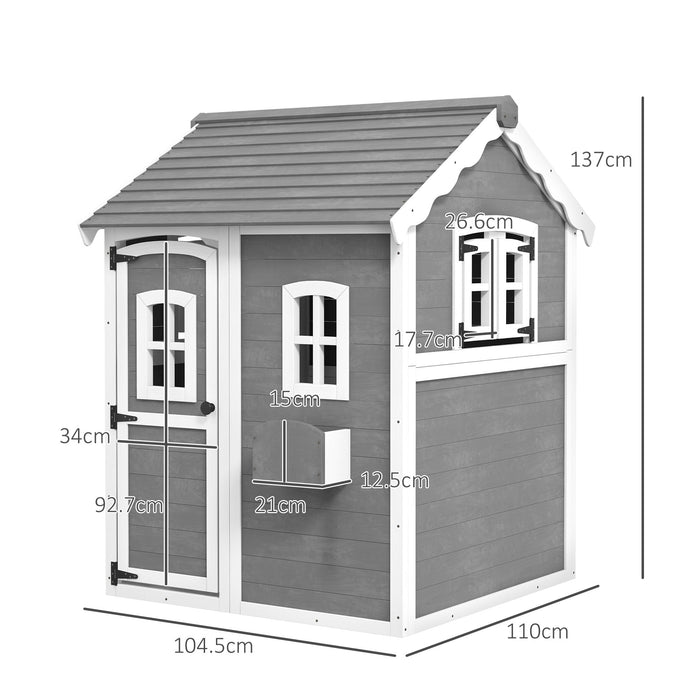 Kids Wooden Garden Playhouse - With Doors, Windows, Plant Box, and Floors - Ideal for Ages 3 to 8, Enhances Backyard Fun