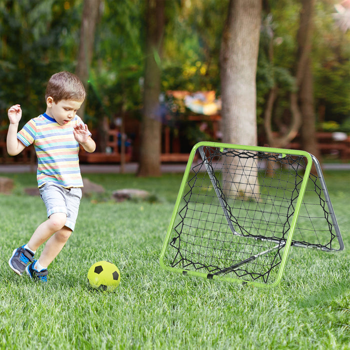 Soccer Kickback Rebounder Net - Dual-Sided Adjustable Angle Football Training Goal - Ideal for Kids' Skill Development & Backyard Practice