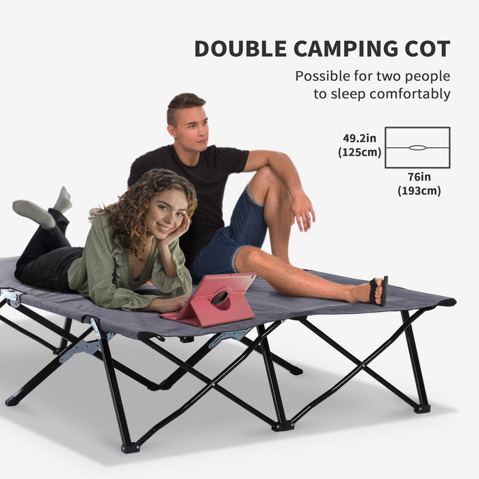 Double Camping Cot - Portable Outdoor Sunbed with Durable Frame & Carry Bag - Ideal for Campers and Sunbathing Enthusiasts