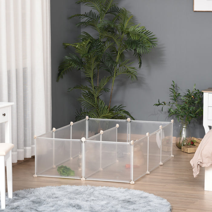 DIY Pet Playpen for Small Animals - 12-Panel Portable Plastic Enclosure with Open Design - Ideal for Guinea Pigs, Bunnies, and Chinchillas