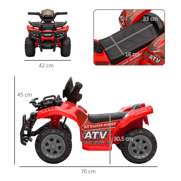 Kids ATV Ride-On Motorcycle - 6V Battery Powered Four Wheeler with Real Working Headlights - Perfect for Toddlers 18-36 Months, Red