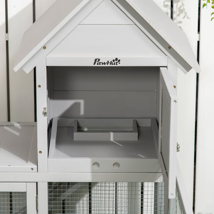 Wooden Rabbit Hutch & Spacious Guinea Pig Cage - Indoor Small Animal House with Extra Fenced Area & Slide-out Tray - Perfect for Pet Rabbits and Guinea Pigs