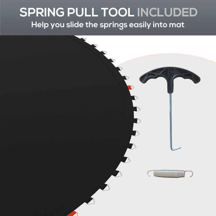 8ft Trampoline Replacement Mat - Includes Spring Pull Tool and 42 V-Hooks, Compatible with 14cm Springs - Ideal for Trampoline Repair and Renewal