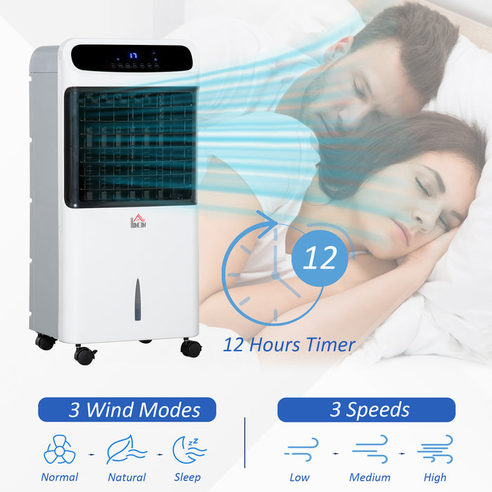 32" Mobile Air Cooler with Evaporative Anion Technology - Ice Cooling Fan, Water Conditioner, Humidifier with 3 Modes, Remote, Timer - Ideal for Home Bedroom Comfort and Air Quality Improvement