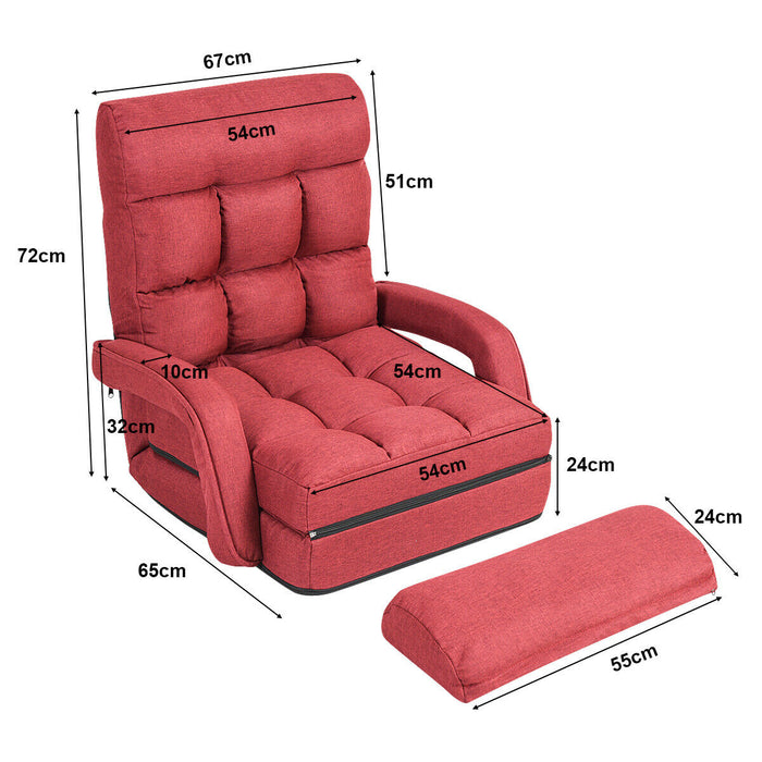 Lazy Chair - Adjustable Folding Floor Chair with Pillow in Blue - Ideal for Leisure, Relaxation and Comfort