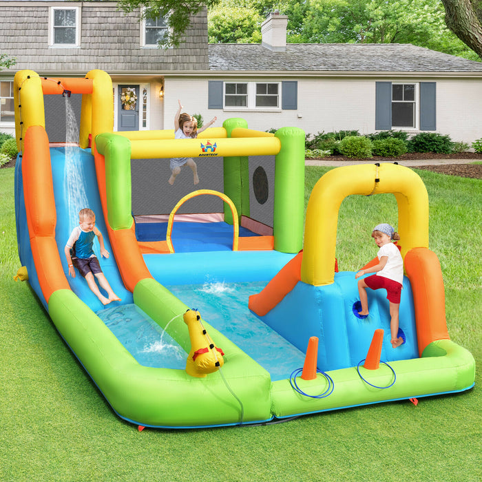 Inflatable Water Park Bounce House Brand - Double Water Slides, Climbing Features - Ideal Solution for Kids' Outdoor Fun