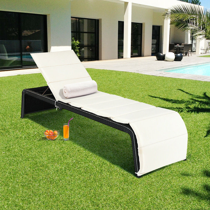 Rattan Brand - Adjustable Sun Lounger with Cushion Feature - Perfect for Outdoor Relaxation and Comfort