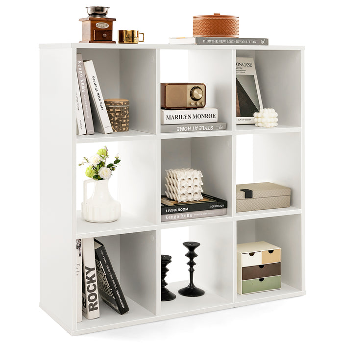 Cube Organizer - 9-Cube Bookshelf with Anti-Tipping Kits for Living Room or Playroom - Ideal Home Storage System in White
