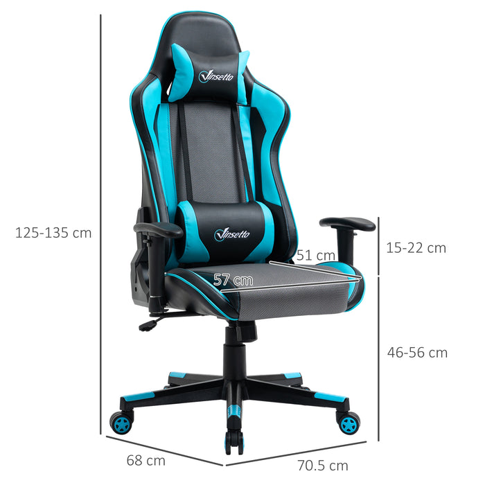 Ergonomic Racing Gaming Chair - High Back Adjustable Swivel Office Desk Chair with Headrest, Sky Blue - Ideal for Gamers & Comfortable Work Sessions
