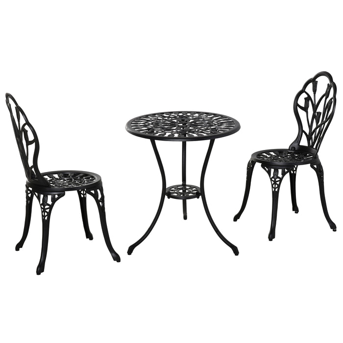 3 Piece Patio Bistro Set - Outdoor Aluminum Dining Furniture with Umbrella Hole, Garden and Balcony-Friendly - Ideal for Al Fresco Meals and Relaxation