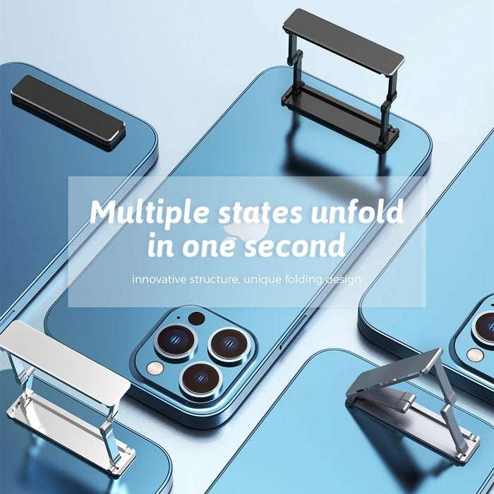 Aluminum Alloy Mini Invisible Stand - Foldable Phone Holder, Universal Back Sticker Bracket - Ideal for iPhone 14/13 Pro, Xiaomi 13, Samsung Users