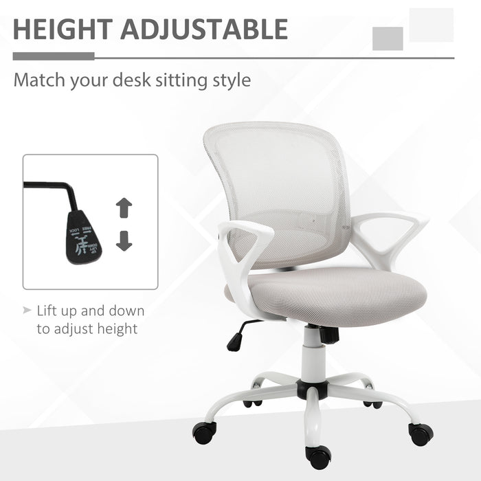 Ergonomic Office Mesh Chair - Swivel Desk Chair with Adjustable Armrests and Lumbar Back Support - Ideal for Home Office Comfort and Posture Improvement