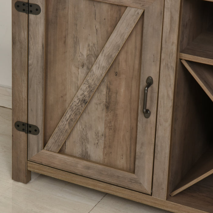 Rustic Freestanding Side Cabinet with Multiple Storage Options - 2 Drawers & Cupboard Spaces in Bronze-Tone, 140L x 39W x 58H cm - Ideal for Home Dining Room Organization
