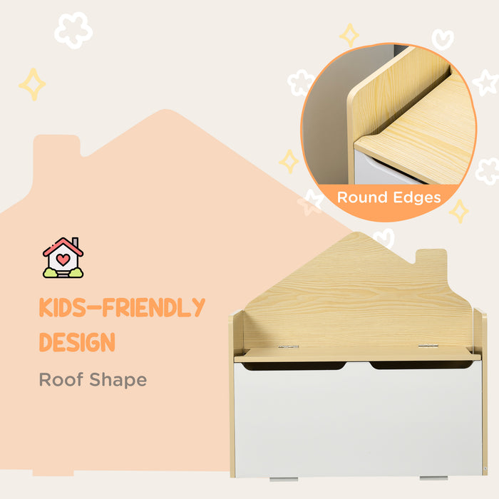 Kids Storage Bench with Safety Hinged Lid - White Multipurpose Seating Solution - Perfect for Toy Organization and Child's Room Decor