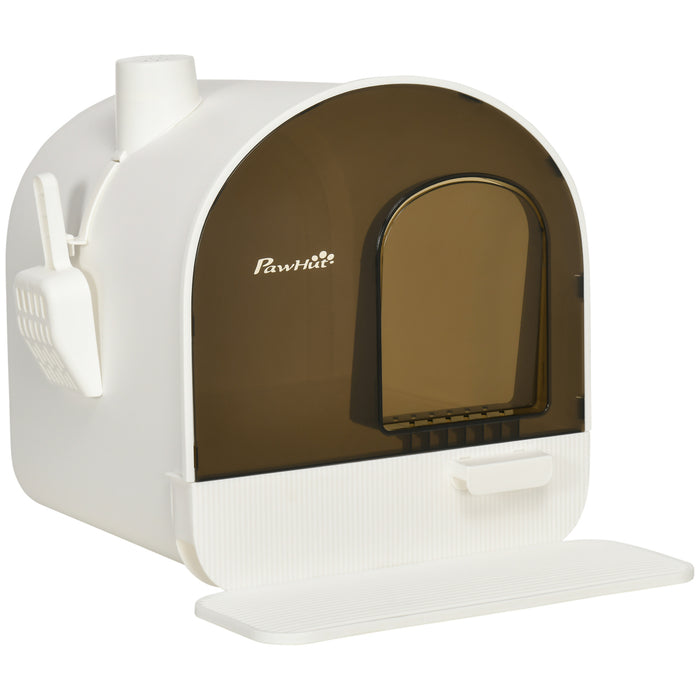 Hooded Kitten Litter Box with Lid - Includes Scoop, Charcoal Filter, and Flap Door - Ideal for Privacy and Odor Control in Cat Care