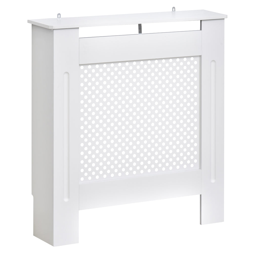 Modern White Wooden Radiator Cover - Diamond Grill Style Heating Cabinet for Home - Small Size, Space-Saving Solution