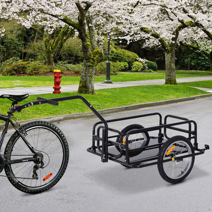 Bicycle Cargo Trailer with Hitch - Robust Steel Construction Bike Cart for Luggage & Gear - Ideal for Cycling Trips, Camping & Transport Storage Needs