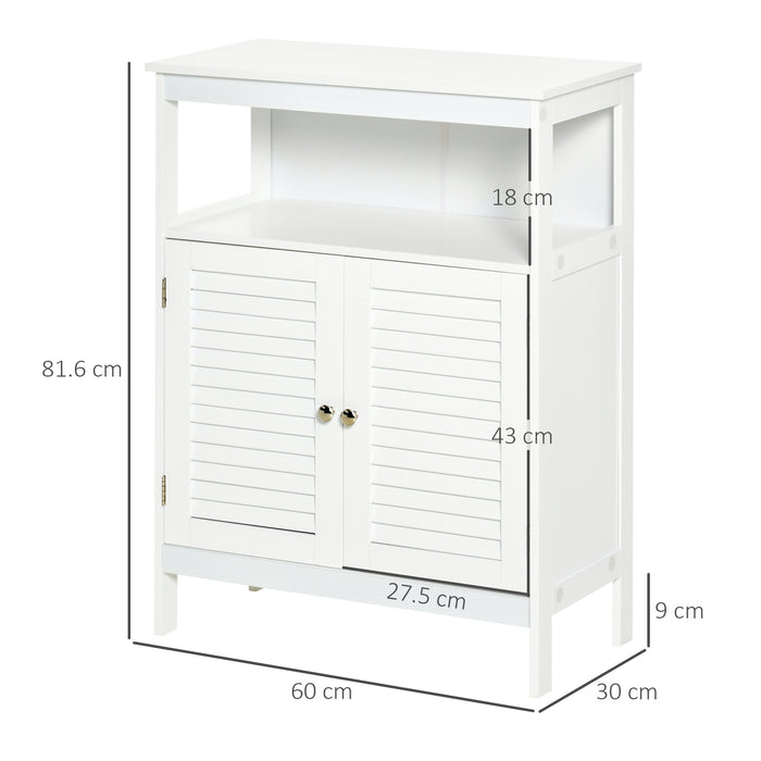Freestanding Wooden Bathroom Cabinet - Spacious Storage Organizer with Double Shutter Doors, Cupboard Design - Elegant Home Furniture for Bathroom Essentials and Linens