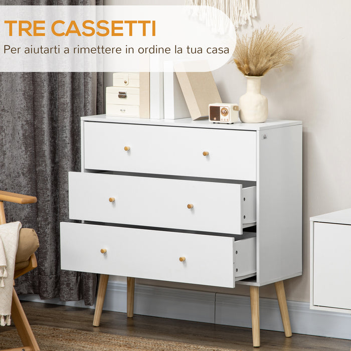 3-Drawer Chest of Drawers - Wooden-Legged Storage Organizer for Bedroom & Living Room - Space-Saving Solution for Clutter-Free Homes
